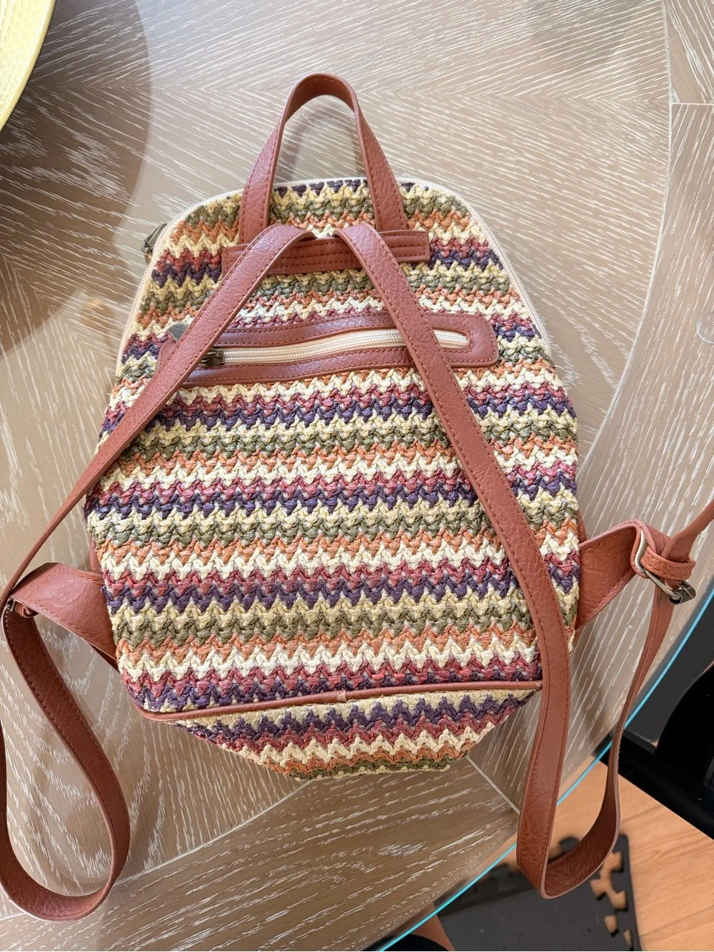 Multicolor Woven Backpack - Casual Women’s Bag
